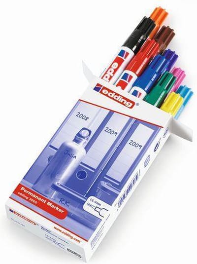 edding 3000 Permanente Marker, Ronde Punt, 1,5 - 3 mm, Assorti (doos 10 stuks)