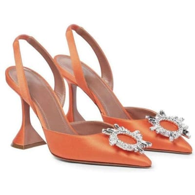 Nieuwe Merk Dames Pumps Luxe Kristal Slingback Hoge Hakken Zomer Bruidsschoenen Comfortabele Driehoek Hak Feest Trouwschoenen 38 brown