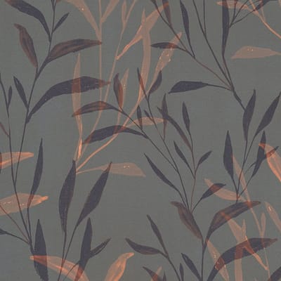 Natuur behang Profhome 782222-GU vliesbehang hardvinyl warmdruk in reliëf glad met bloemmotief mat antraciet grijsbruin oranjerood paars 5,33 m2
