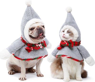 Kerstponcho Grijs voor hond of kat - one size