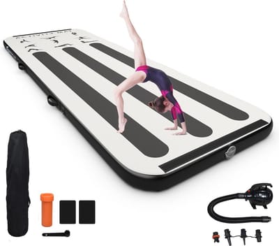 Trendmix Opblaasbare Airtrack Gymnastiekmat 3 Meter - Turnmat Inclusief Elektrische Pomp En Opbergtas - Yoga Sportmat - 10cm Dikte