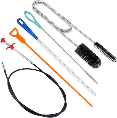 Afvoer Ontstopper Set - Pijpleiding Reiniger - Verstopping Verwijderen - Vier Klauw Gereedschap - 5 Delig - Zwart