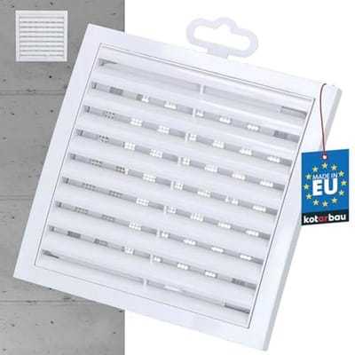 Afsluitbaar Ventilatierooster 150 x 150 mm - Kunststof met Insectenwering - Rechthoekig Wit Lamellengrooster voor Afvoerlucht