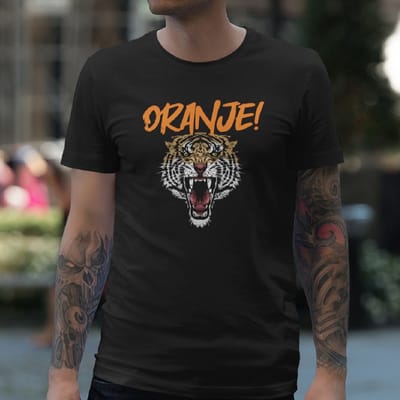Zwart EK WK Koningsdag T-shirt - MAAT XS - Heren Pasvorm - Oranje Tiger
