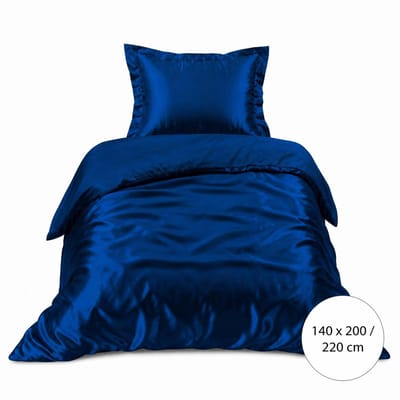 Satijnen Dekbedovertrek - Blauw - 1400x200/220 - Luxe & Koel - Zacht & Ademend - Incl. Kussensloop