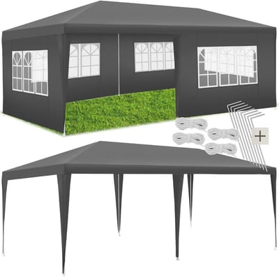 Partytent Paviljoen - Feesttent Overkapping - Buitenfeesten Beschermen - Waterdicht Zeildoek - 6x3 Meter - Grijs