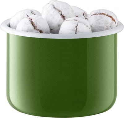 LSA Utility Voorraadpot - Incl. Eikenhouten Deksel - Geëmailleerd Staal - Ø 18 x 14 cm - Groen