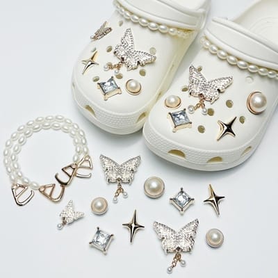 Schoenaccessoires-geschikt voor crocs charms- geschikt voor crocs pins- geschikt voor crocs Accessoires- geschikt voor Crocs Jibbitz-CJ-237 ketting parel val vlinder
