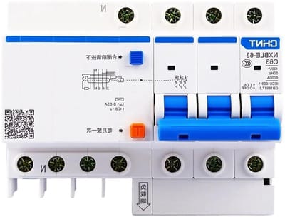 Aardlekschakelaar - Stroomonderbreker - Elektrische veiligheid - 3-polig + nul - 63 Ampère - Wit