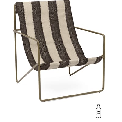 Ferm Living Desert Stoel - olijf - off-white/chocolate