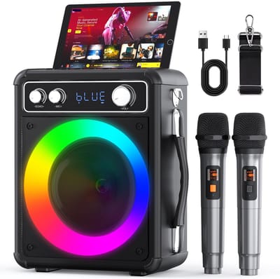 Unyqoos® Multifunctionele Draagbare Karaoke Box met LED Lichteffecten en Diverse Invoeropties