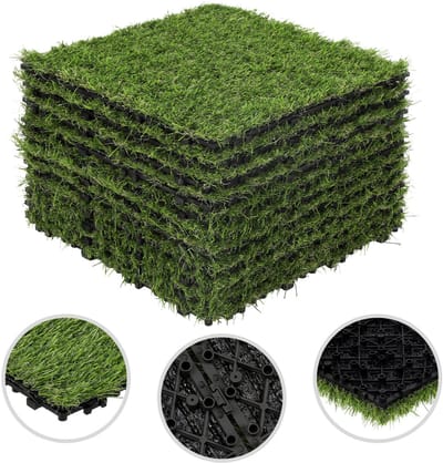 Kunstgrastegels Klik 30x30 cm 66 Stuks 6m² - Terrastegels met Drainage voor Balkon & Tuin