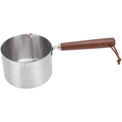 Boterverwarmer Pot Houten Handvat 304 Roestvrij Staal Mini Melk Kookpot voor Keuken white