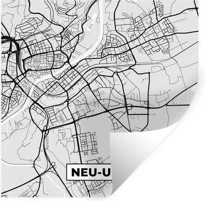 Muurstickers - Sticker Folie - Stadskaart - Plattegrond - Neu-Ulm - Duitsland - Kaart - 100x100 cm - Plakfolie - Muurstickers Kinderkamer - Zelfklevend Behang XXL - Zelfklevend behangpapier - Stickerfolie