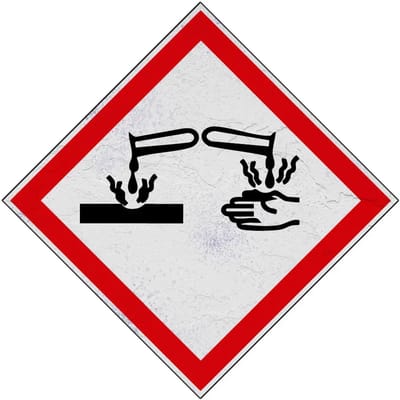 GHS05 bijtende stoffen bord | Forex Re materiaal | 10 x 10 cm