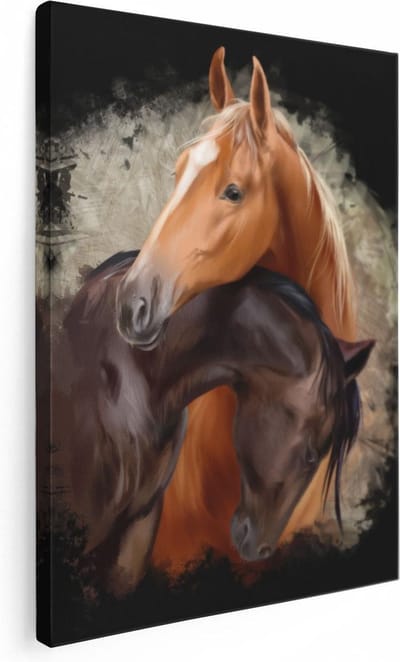 Artaza Canvas Schilderij Paard - 30x40 cm - Klein - Wanddecoratie Paarden - Muurdecoratie Dieren - Kamer Accessoires