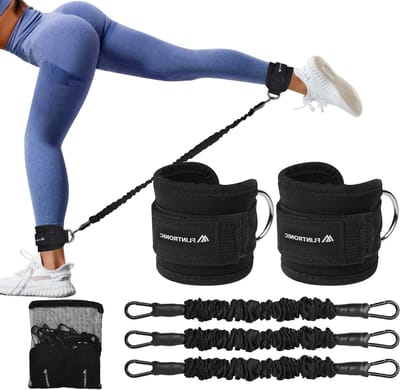 Verstelbare Enkelbanden voor Kabelmachine, Dubbele RVS D-Ring, Neopreen Velcro, Ideaal voor Spiertraining en Fitness voor Mannen en Vrouwen