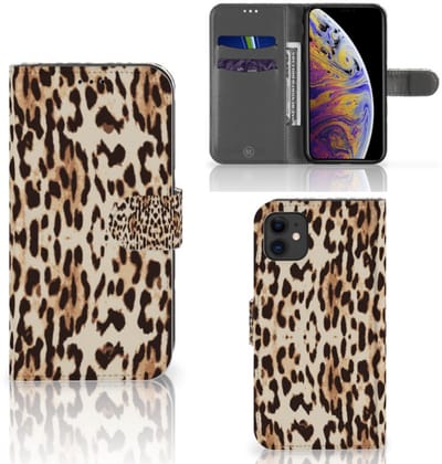 Apple iPhone 11 Telefoonhoesje met Pasjes Leopard