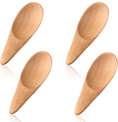 Set van 4 mini houten lepels van 7 cm - Kleine houten lepel voor zout, suiker, jam en kruiden