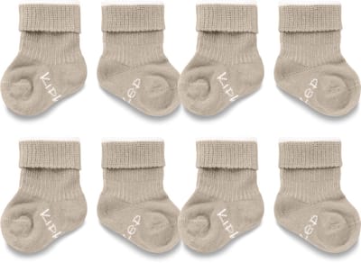 KipKep Blijf-Sokjes 4 paar - maat: Newborn, Prematuur - Cookie - Beige - Bio-katoen - Voordeelpak - baby sokjes