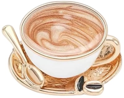 Broche kopje koffie (Coffee Cups Wit /Goudkleurig ) 2.6 x 1.9 cm