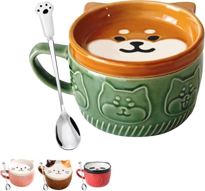 Schattige keramische drinkbekers met deksel, dieren koffie en thee mokken set, gepersonaliseerd cadeau voor kerst, verjaardag, voor vrouwen, meisjes en kattenliefhebbers