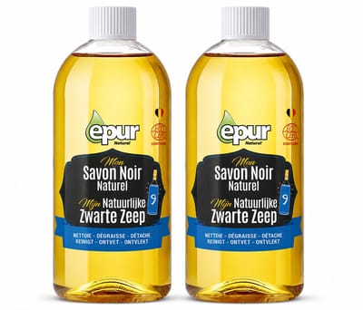 EPUR Natuurlijke Zwarte Zeep 750 ml - Set van 4 Flessen - Ecocert Gecertificeerd Savon Noir - Multifunctionele Ecologische Reiniger voor Vloer Tegels en Tuin - Ontvettend