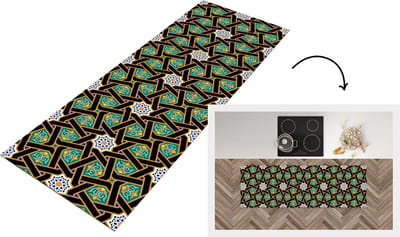 Keukenloper - Loper keuken - Oriëntaal - Patroon - Arabisch - Sterren - 150x50 cm - Keukenloper vinyl