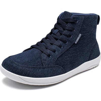 HOBIBEAR Mid-Top Blotevoetenschoenen Unisex Brede Teenbox Canvas Sneakers Nul Drop Vetersluiting Buitenschoenen voor Wandelen 45 black