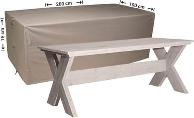 Raffles Covers Beschermhoes tuintafel - 200 x 100 H: 75 cm - RT200 - Waterdicht - Ademend - UV-bestendig - Elastisch rijgkoord - Beschermhoes tuinmeubelen