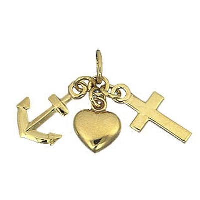 Lucardi Dames 14karaat geelgouden hanger geloof, hoop, liefde - Hanger - 14 Karaat Goud - Geelgoud