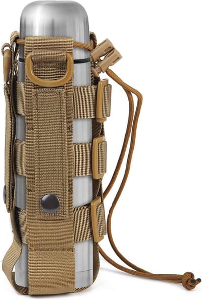 Tactische waterfles pouch - Flessenhouder - Waterfleshouder - Waterdichte waterkoker tas houder - Bergsportaccessoires - Verstelbare - Water flessenzakken - Waterfles houder tas met trekkoord - Voor wandelen camping reizen sport - Bruin