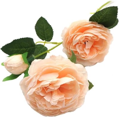 Dailygoody - Kunstmatige Pioenbloem - Zijde Bloem - Perfect voor Bruiloften - Champagne Kleur - Decoratie voor Thuis en Feest - 5 Stuks