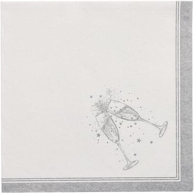 8x 20 Servetten ROYAL Collection 1/4 vouw 40 cm x 40 cm zilver Festivities