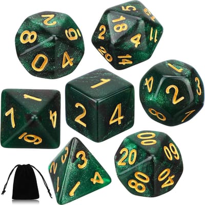 Dailygoods- Dobbelstenen Set 7-delig - Polyhedraal - Dungeons & Dragons - Heldere Goudcijfers - Cadeau - Acryl Materiaal - Rollenspellen Dobbelstenen