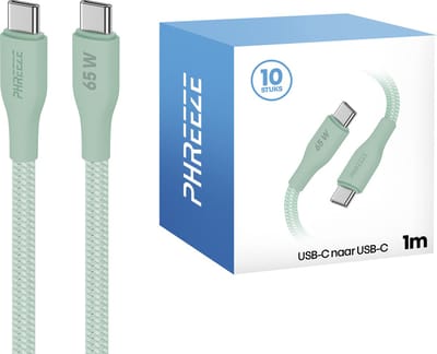 Voordeelpak groen usb C kabels - 10 pack oplaadkabels voor zakelijk, kantoor & grote gezinnen