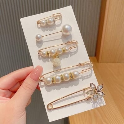 Ensemble de broches mignonnes en perles et strass pour femmes, en émail, pour vêtements, badges, boucles, épingles à revers, épingles de serrage à la taille, accessoires de bricolage gray