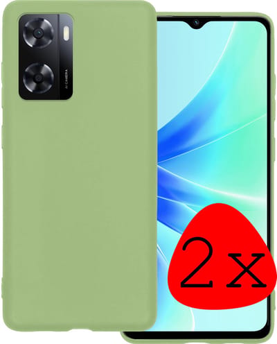Hoesje 2 Stuks - Geschikt voor OPPO A57s - Sterk & Shockproof - Case Siliconen - Back Cover - Telefoon Hoes - Groen