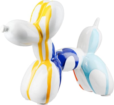 Gilde Handwerk - Beeld - Ballon Hond - Colori - Keramiek - 7x18x16 cm - Wit