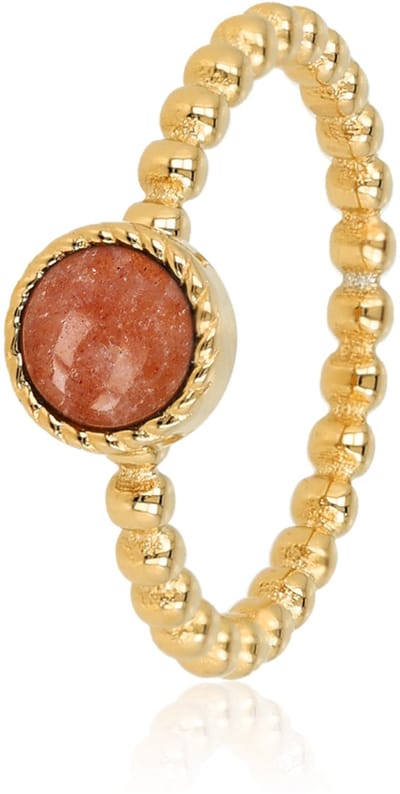 My Bendel - Bolletjes Ring met Ronde Edelsteen • Berry Quartz - met Luxe Cadeauverpakking | Sieraden Voor Dames | Maat 19.00 Mm / Maat 60