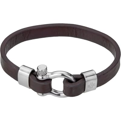Echt leer en roestvrij stalen armband Philipp Blanc Paul