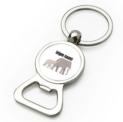 Akyol - olifant en kleine met eigen naam flesopener - Olifant - dieren liefhebber - iemand die houdt van olifanten - verjaardag - cadeau - kado - geschenk - 9 bij 3 cm