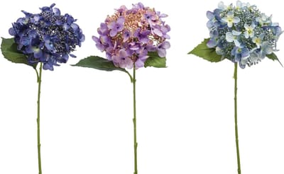Emerald - Kunstbloem Hortensia 50cm Blauw - Set van 3 - Kunstplant voor binnen