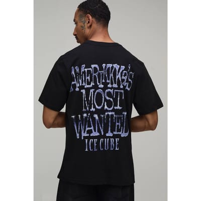 Oversized Ice Cube Wanted Licentie Print T-shirt | Black | Size Medium