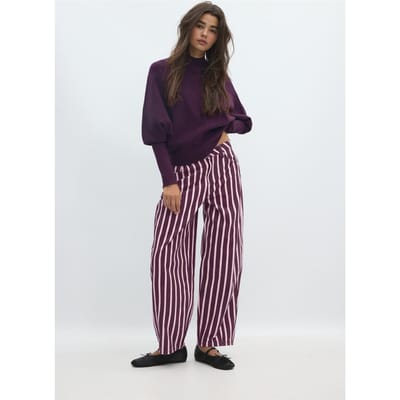 Stradivarius Tricot trui met vleermuismouw en col  Donkerpurper XS