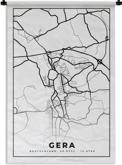Wandkleed - Wanddoek - Plattegrond - Kaart - Gera - Stadskaart - 120x180 cm - Wandtapijt