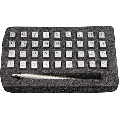 36 STKS Alfabet Letter & Nummer Stamper Set Lederen Stempelgereedschap Punch Stempels Gekarteld Antislip 36pcs 3.5mm Letter & Number gray