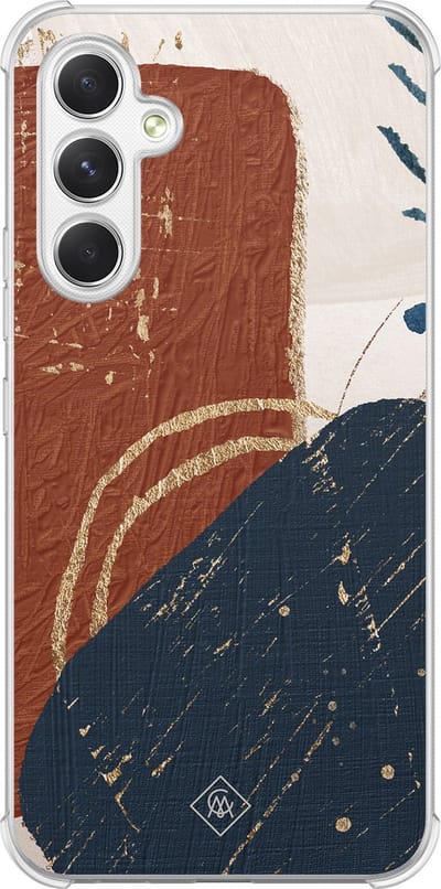 Casimoda® hoesje - Geschikt voor Samsung Galaxy A15 - Abstract Terracotta - Shockproof case - Extra sterk - TPU/polycarbonaat - Multi, Transparant