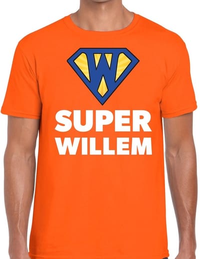 Oranje Super Willem t- shirt - Shirt voor heren - Koningsdag kleding S