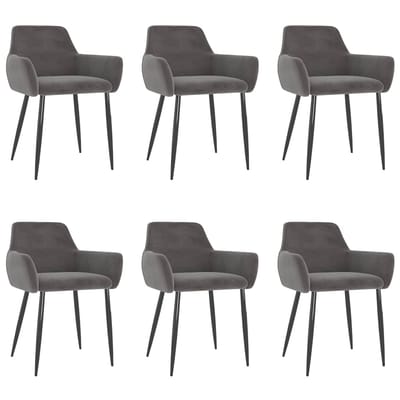vidaXL Eetkamerstoelen 6 st fluweel donkergrijs